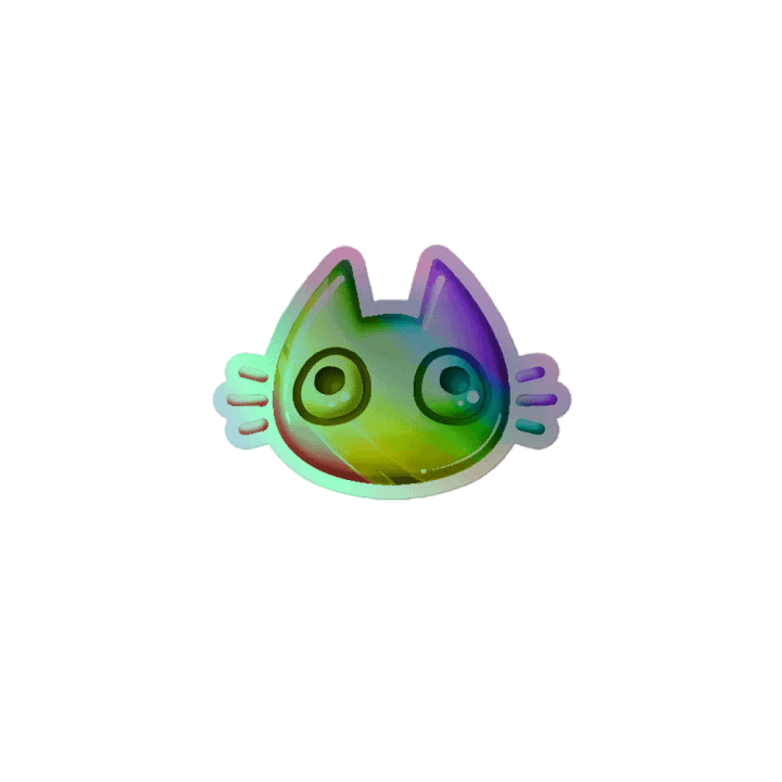 Holographic rainbow cat face sticker product image (1)