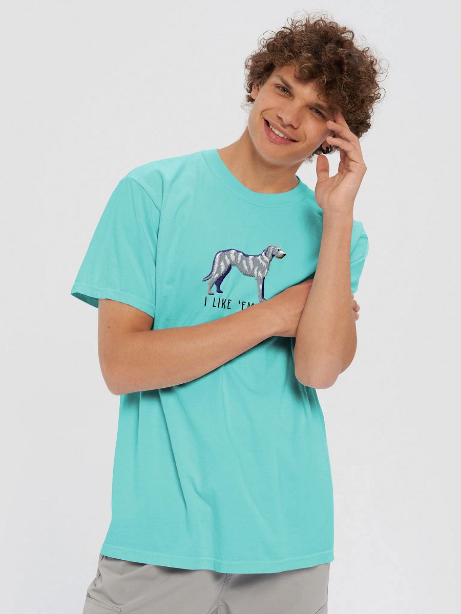 I Like 'Em Big T-Shirt(Embroidered) of an Irish Wolfhound(Blue Brindle) product image (29)