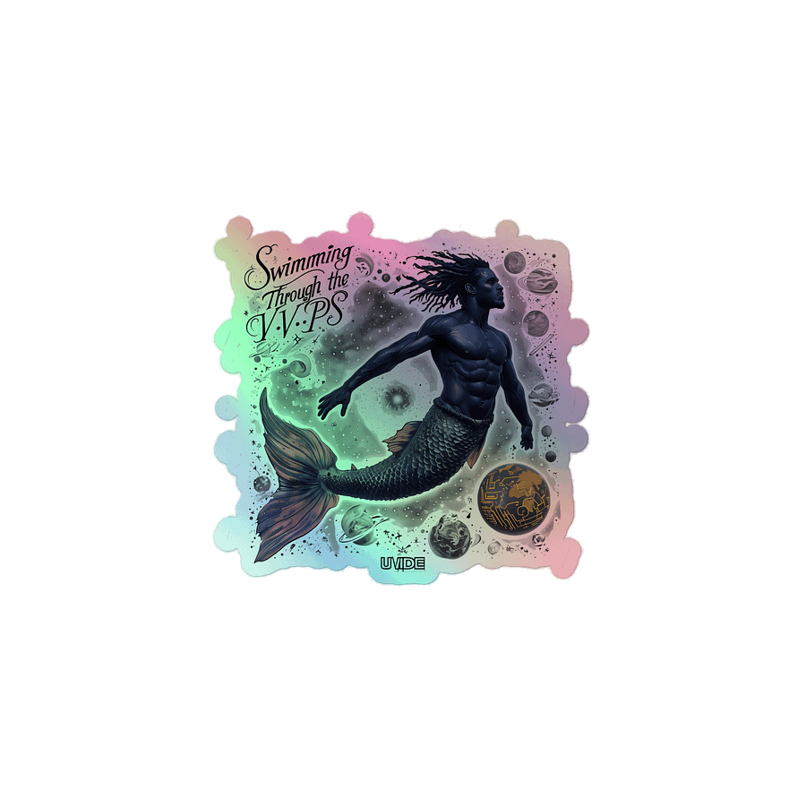 Mystical Merman: Swimming Through the Cosmic VVPS Holographic Sticker product image (1)