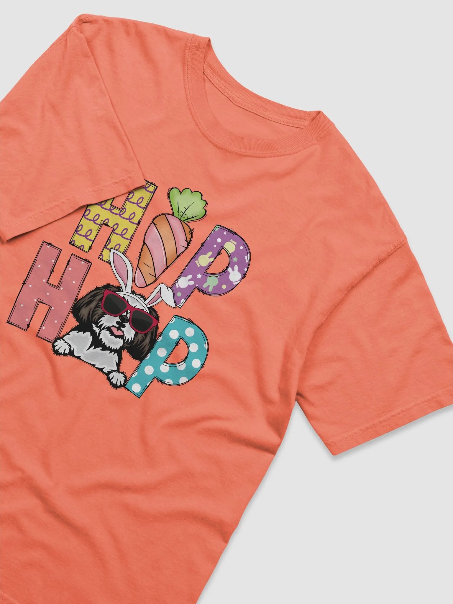 Hip Hop Easter Shih Tzu T-Shirt | Cute Easter Day Shih Tzu Wearing Bunny Ears and Sunglasses product image (25)