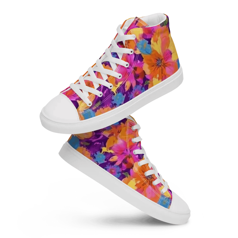 Abstract Floral Pastel _ Pink Purple _ Calceonova Streetwear _ Custom Woman high-Top Sneakers product image (1)
