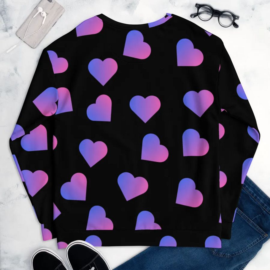 Love Pattern Pink Hearts on Black Background Unisex Sweatshirt product image (11)