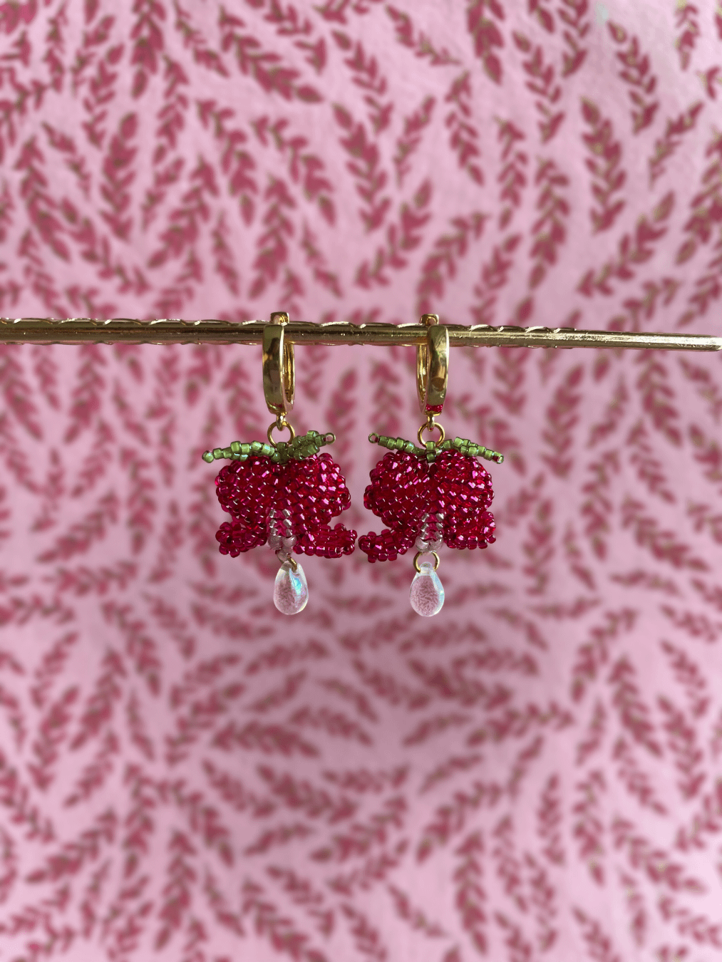 Bleeding Heart Flower Beaded Earrings - Love & Resiliency product image (1)
