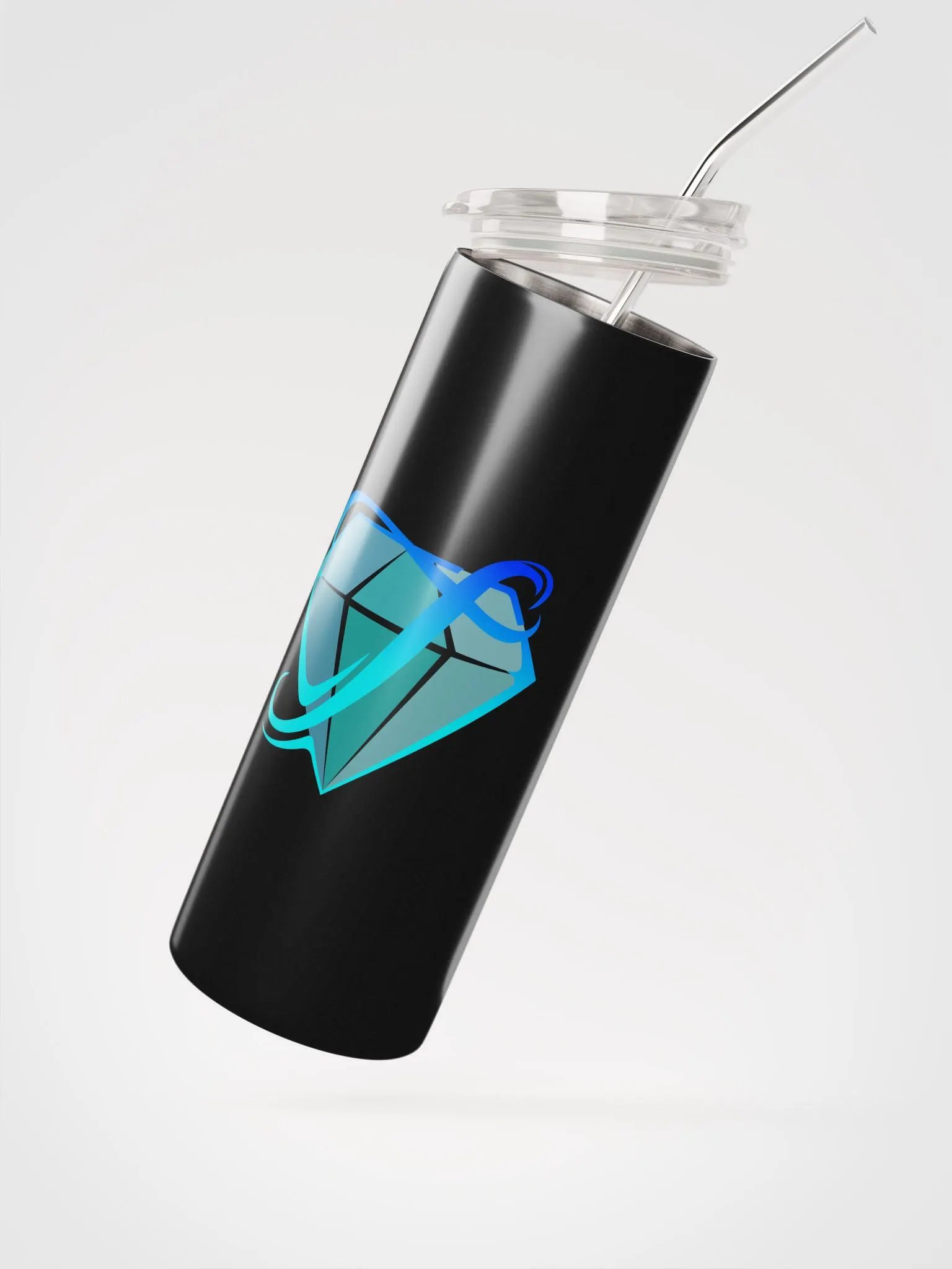 Matte blue logo stainless steel tumbler product image (2)