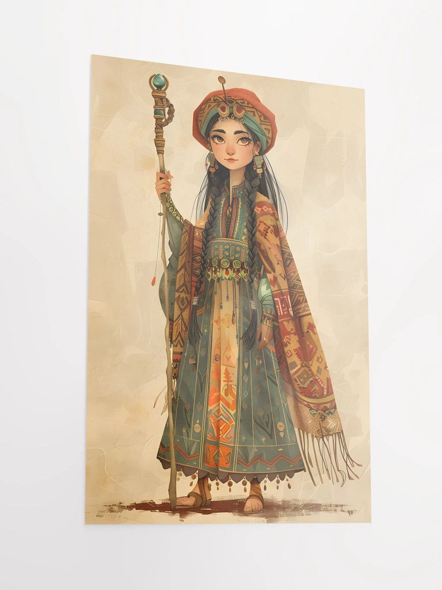 Enchanting girl in colorful attire with mystical staff. product image (2)