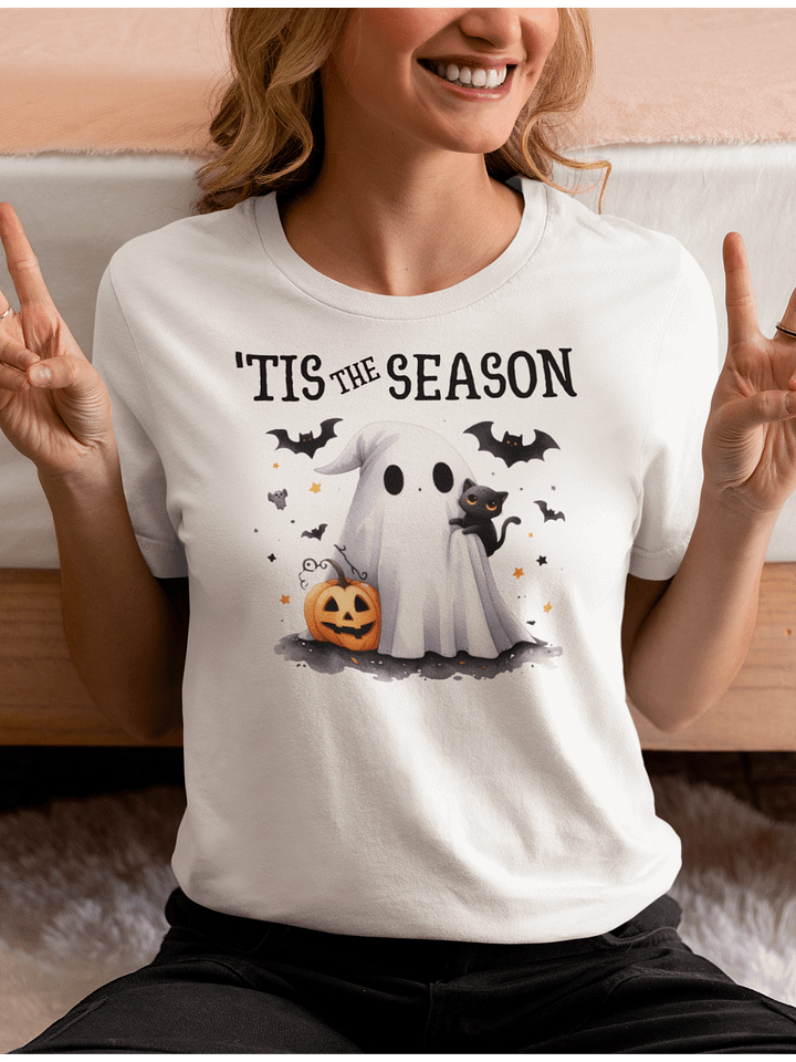 Cute Ghost & Black Cat Women's Halloween T-Shirt product image (13)