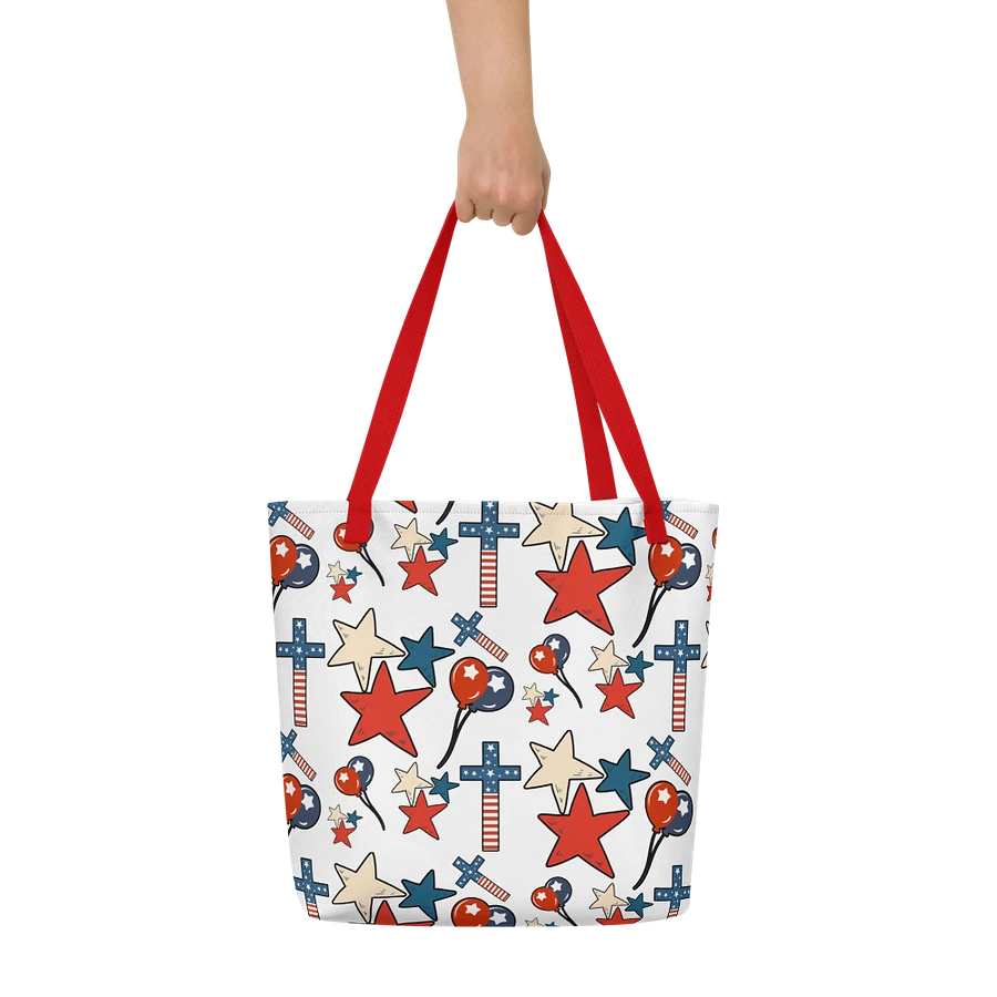 Red, White And Blue Stars And Crosses Tote Bag product image (4)