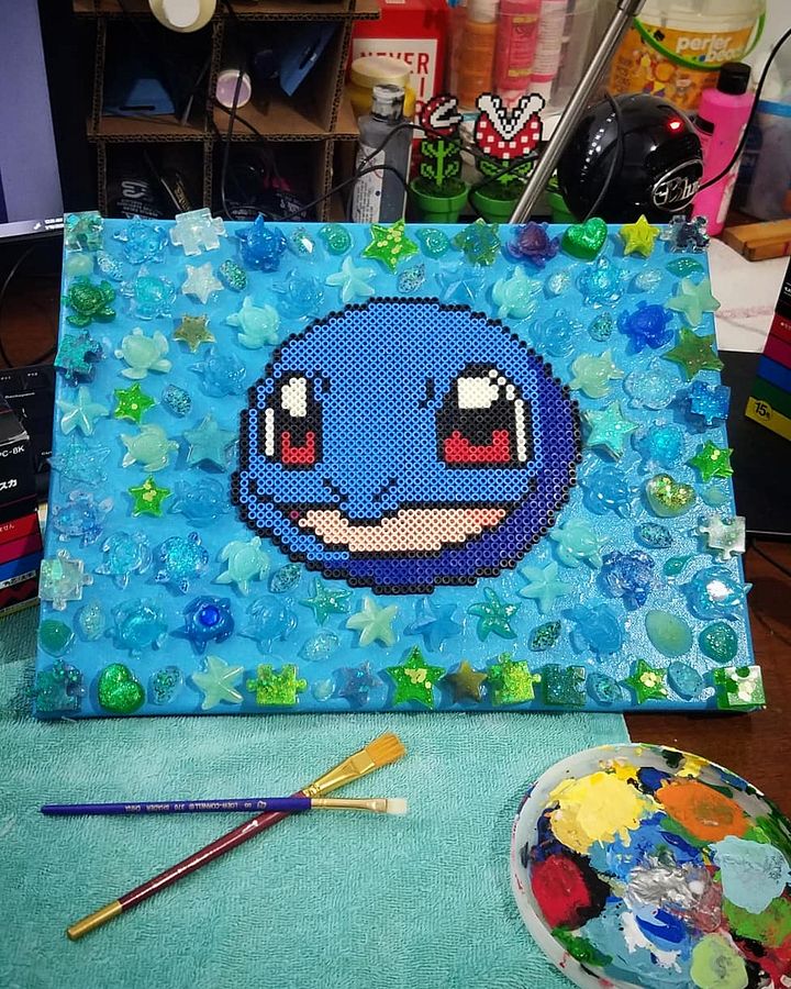 Squirtle Perler on Decorated Canvas product image (1)