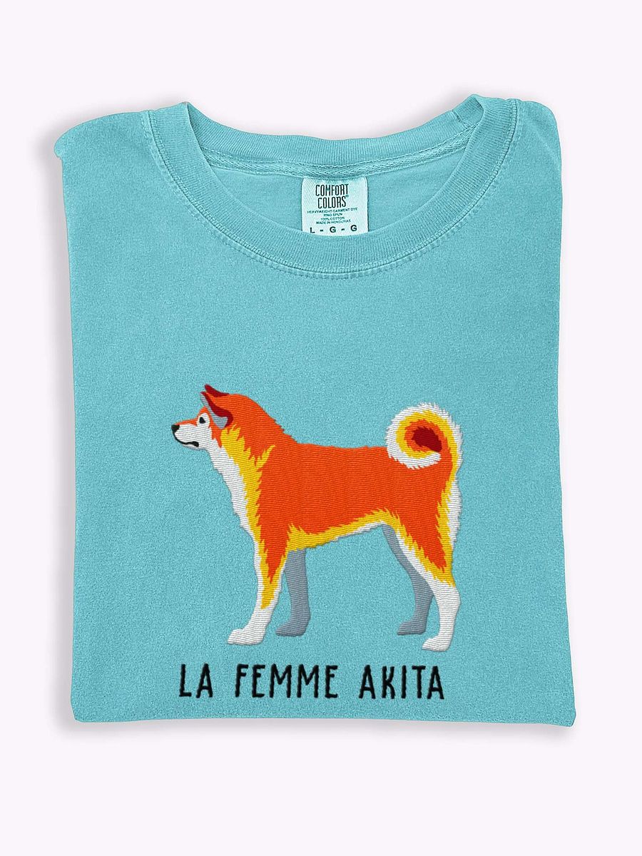 La Femme Akita T-Shirt(Embroidered) of a Japanese Akita product image (1)