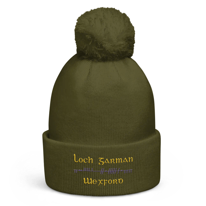 Wexford/Loch Garman Scholastic style Ogham embroidered Pom-Pom Beanie product image (6)