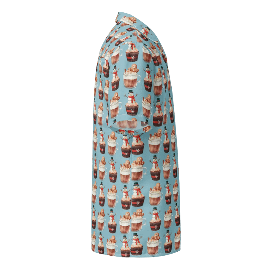 Xmas tea time gingerbread man latte cupcake Unisex Hawaiian Shirt product image (10)