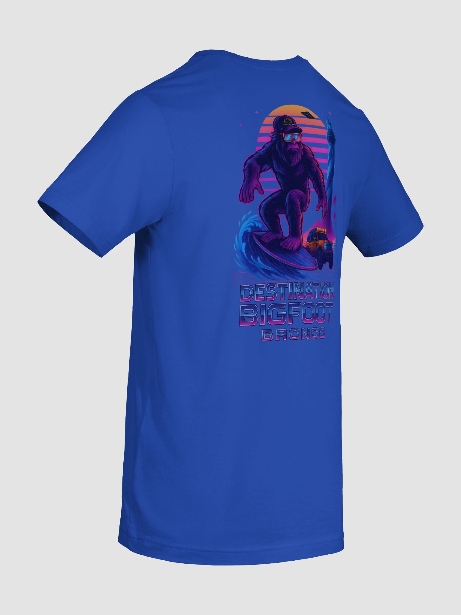 Destination Bigfoot Bronco Synthwave T-Shirt (Blue) product image (10)