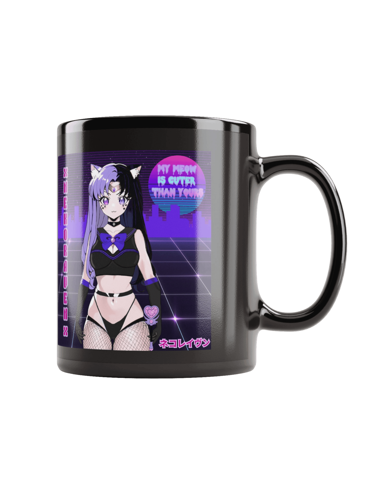 Sailor Nekowave Black Glassy Mug product image (1)