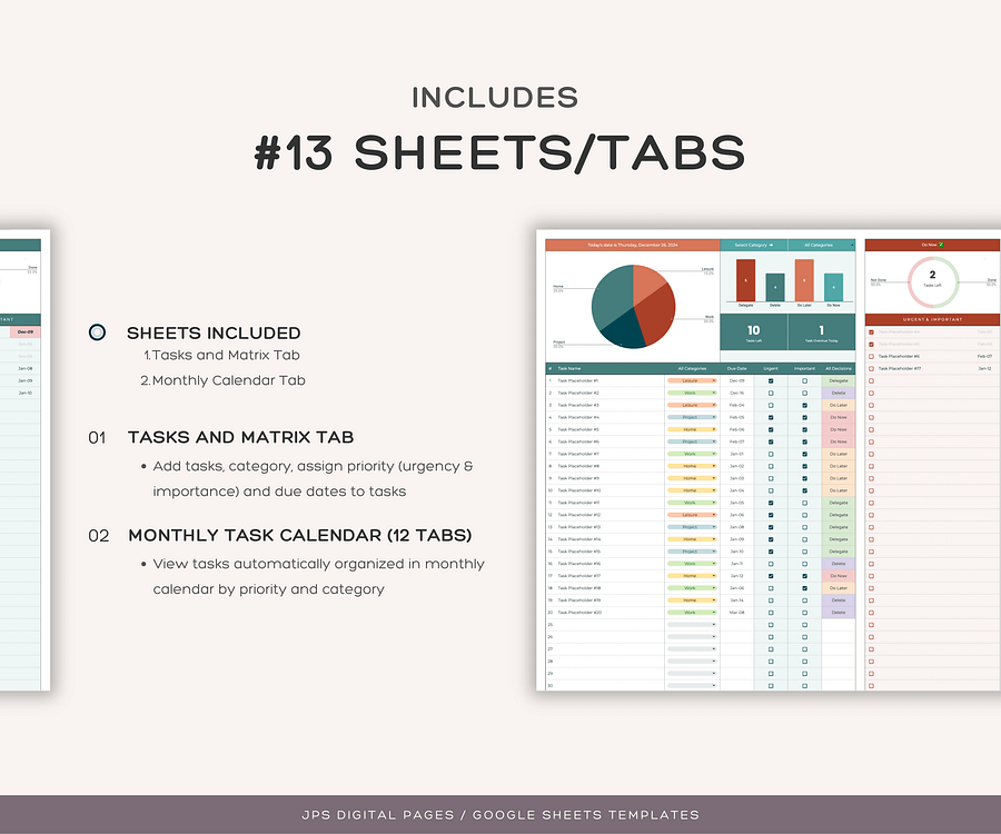 Priority Tracker Eisenhower Matrix, Google Sheets Template product image (2)