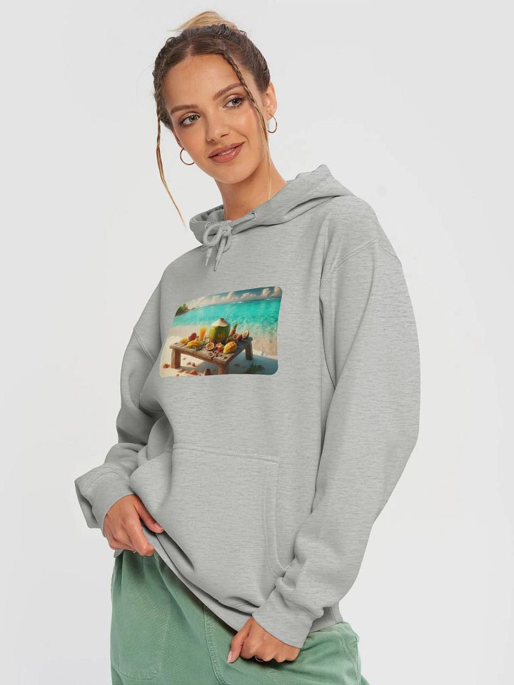 Tropical Paradise Hoodie | AI Design young green coconut on the beach product image (1)