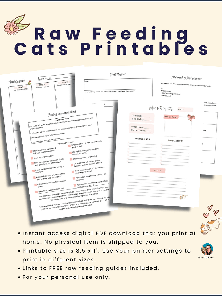 Raw Feeding Cats Printables Digital Download product image (2)