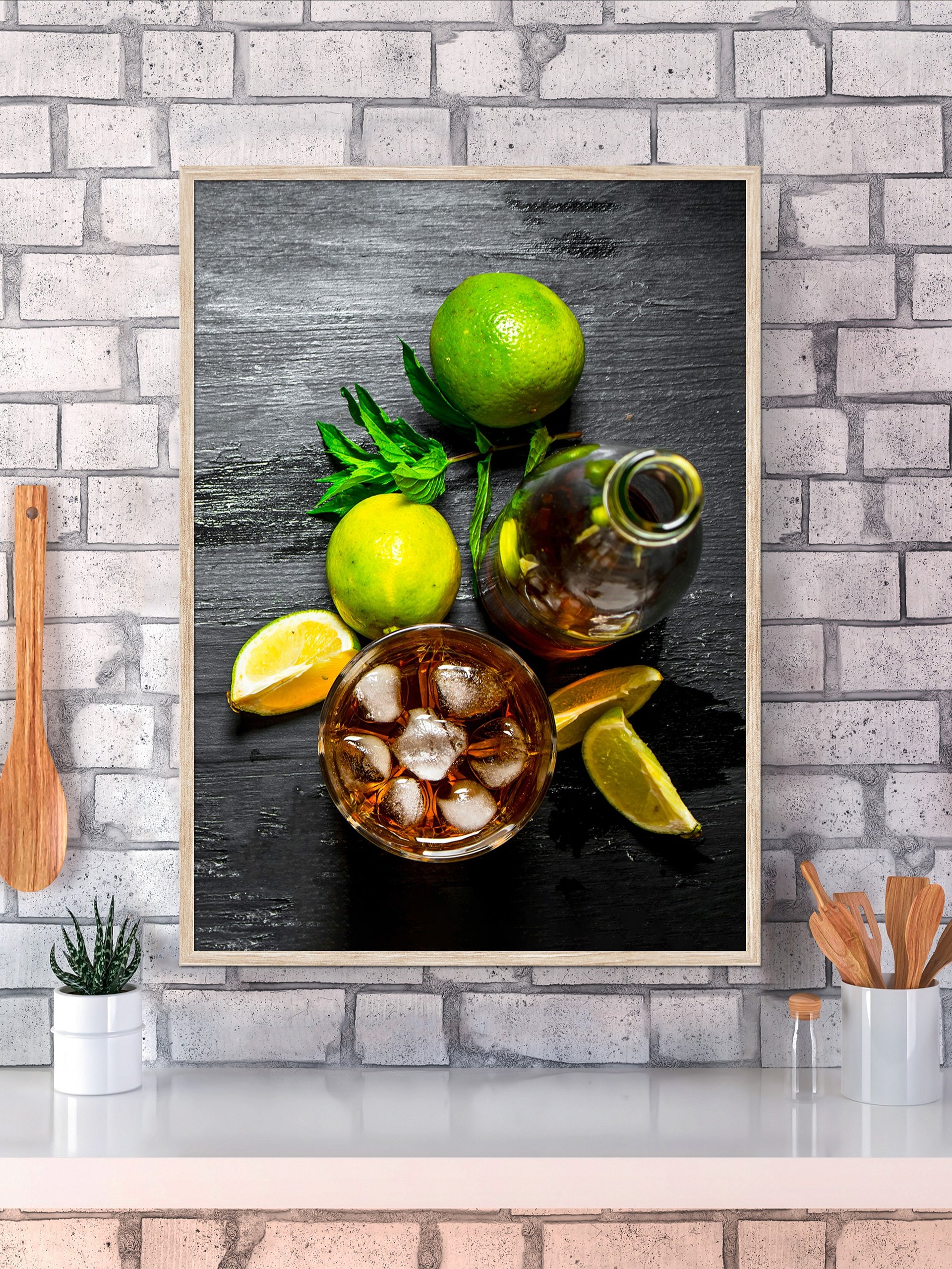 Rum, lime and mint — Food kitchen poster/blackboard, kitchen decor, kitchen wall art, aesthetic poster, minimalist poster product image (1)