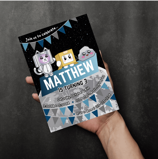 LankyBox Astro Foxy Birthday Invitation | Space Theme Party | Editable Canva Template | Instant Download | DIY Birthday Invite product image (3)