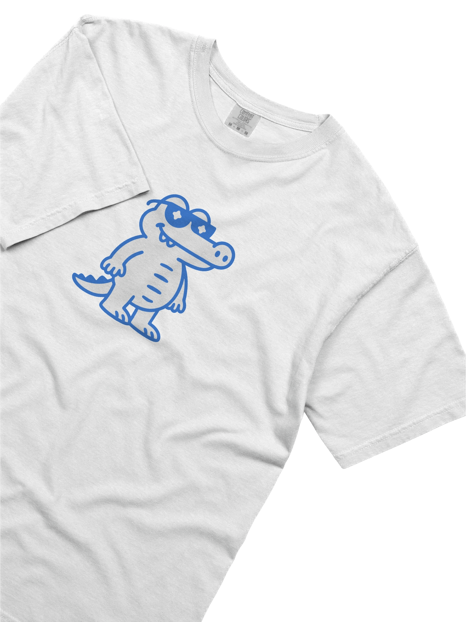 Crocodeth T-Shirt No.1 – White Graphic Tee with Large Blue Crocodile Print product image (22)