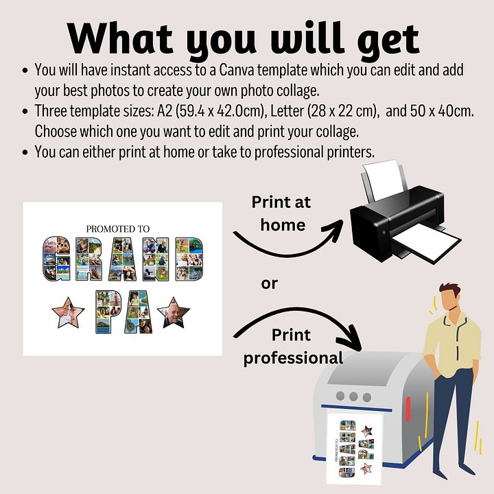 Promoted to Grandpa Photo Collage Canva Template product image (2)