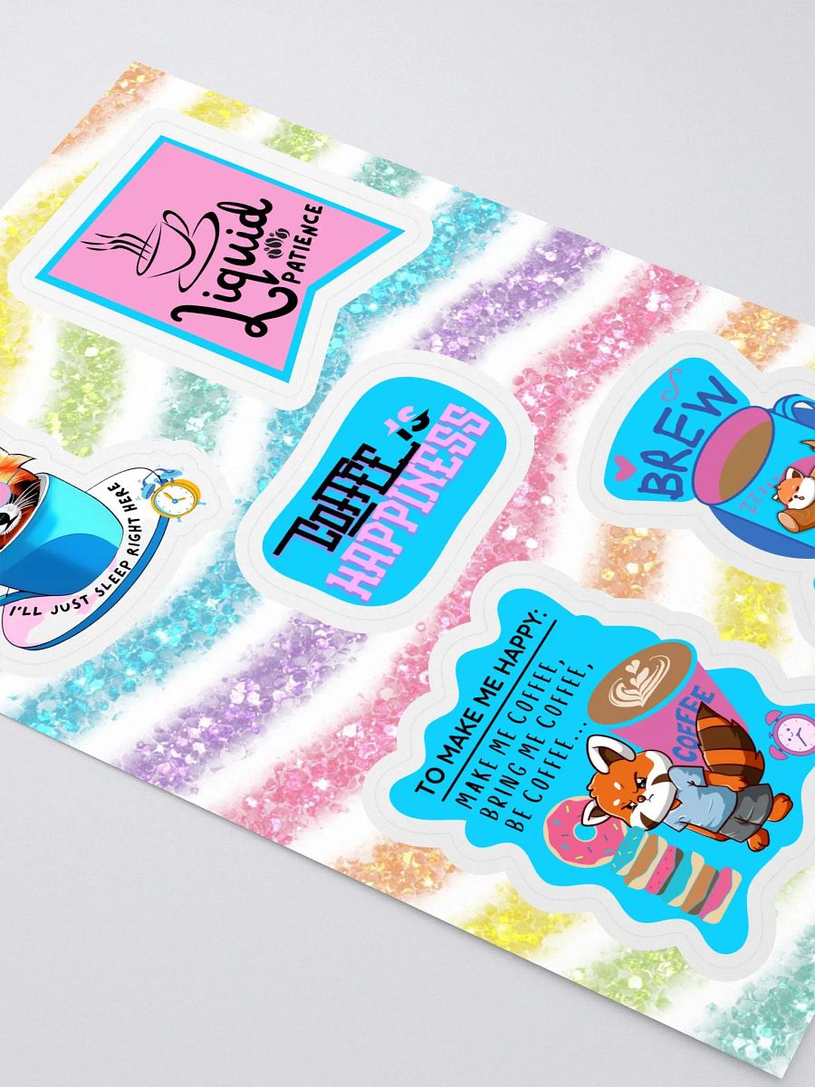 Funny Red Panda Blue & Pink Coffee Sticker Sheet product image (3)