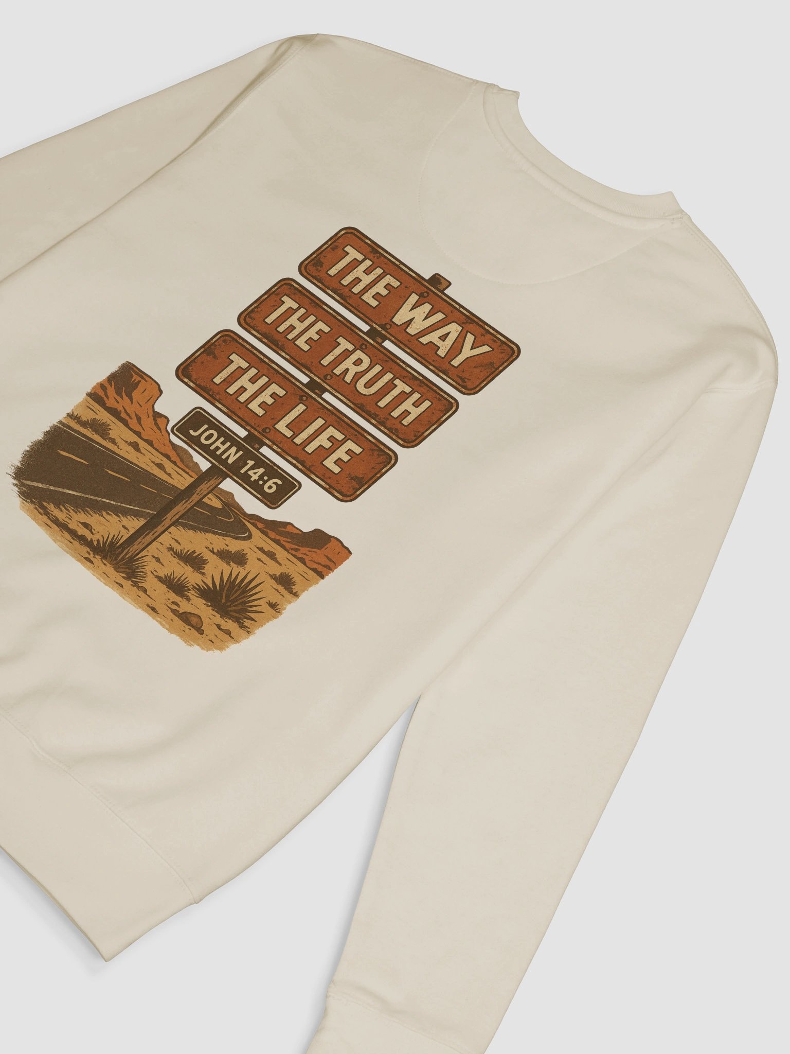 The Way, The Truth, The Life – Vintage Road Sign (John 14:6) Crewneck product image (8)