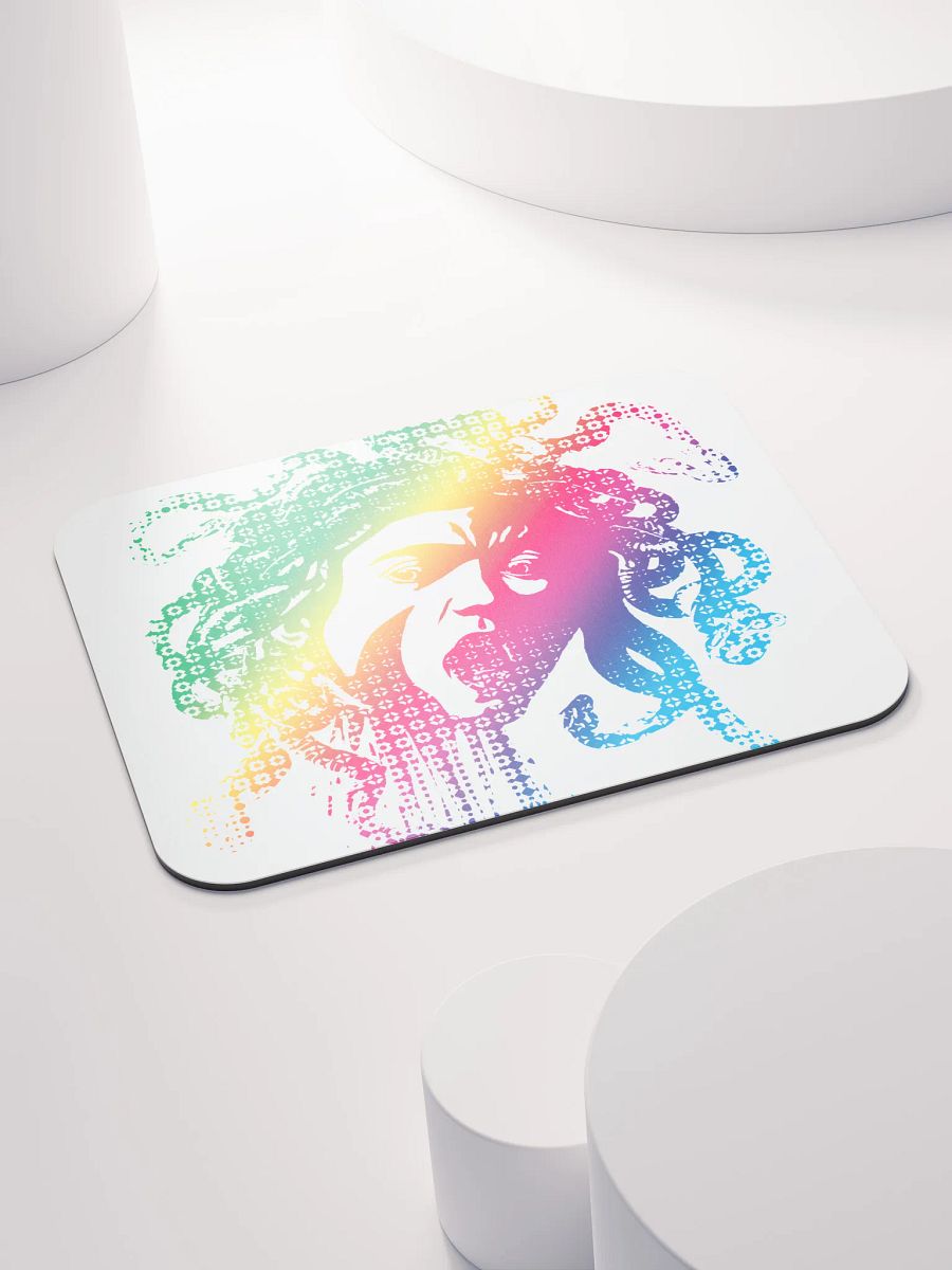 Rainbow Halftone Medusa on White CloseUp - Mouse pad product image (4)
