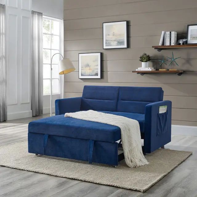 Sofa Couch Living Room with Bed Modern Sleeper Loveseat Set Fabric Pillows product image (2)