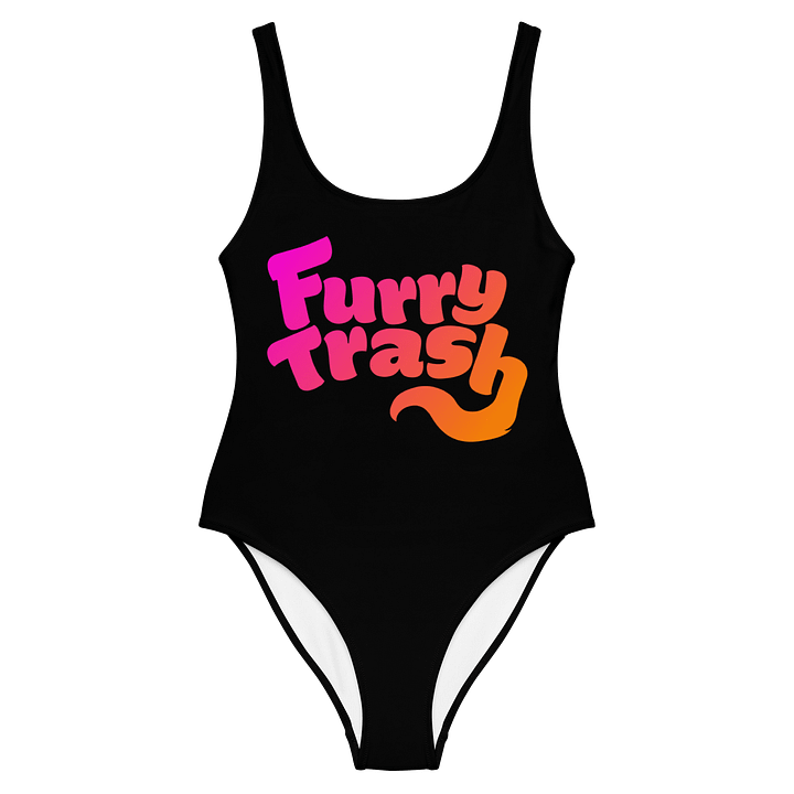 Furry Trash Swimsuit – Bubble Logo (Sunrise on Black) product image (2)