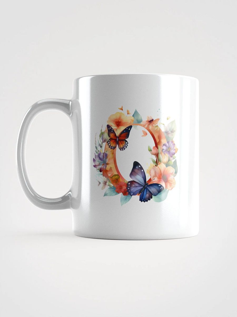 Letter O Monogram Floral Fantasy White Glossy Mug product image (16)