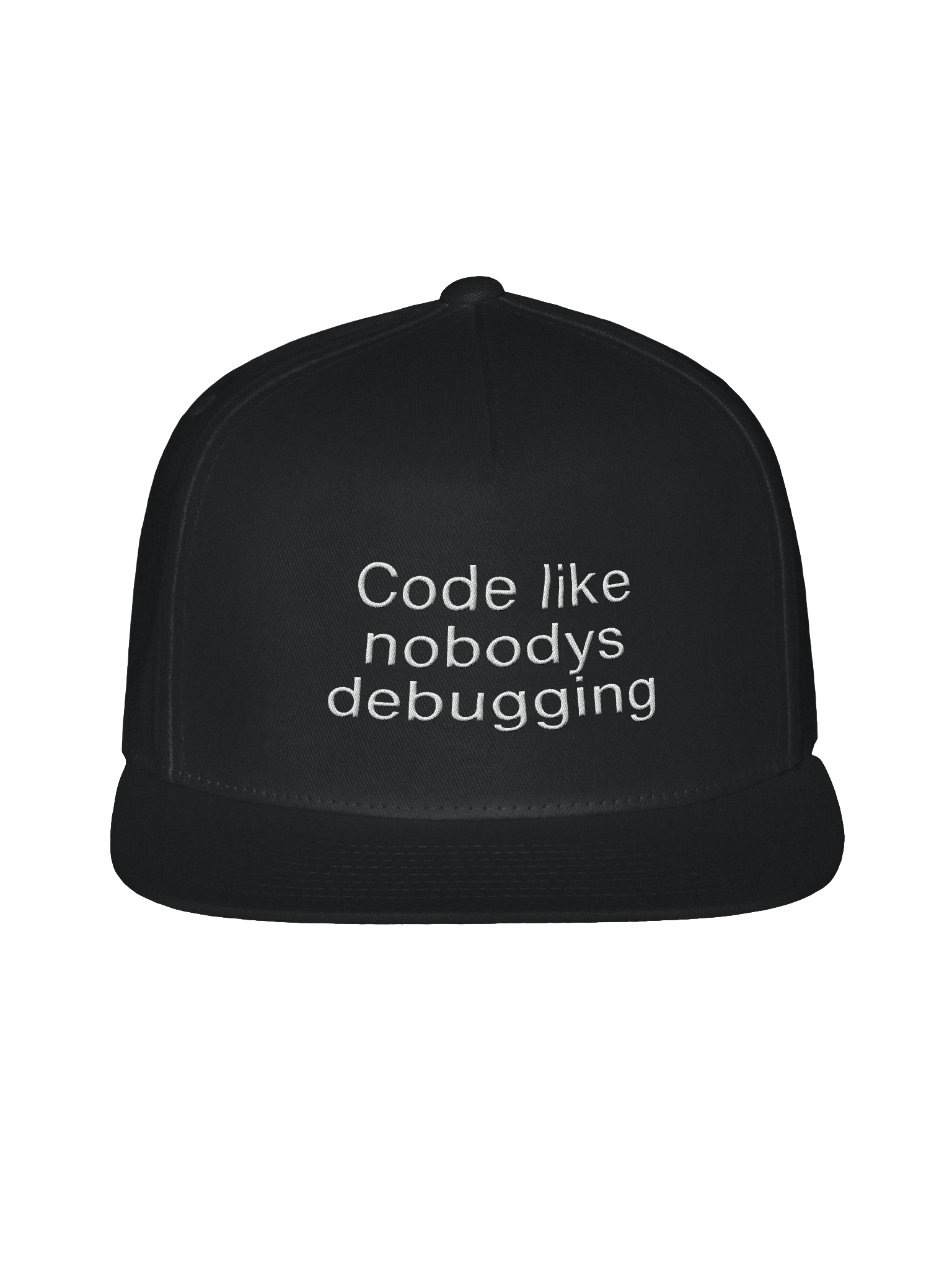 “Code Like Nobody’s Debugging.” Snapback Hat – Creative Coder Edition product image (1)