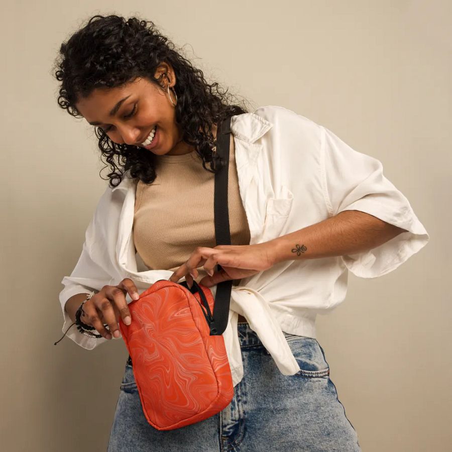 Utility Crossbody Bag - Orange Brown Fluid Swirls product image (4)