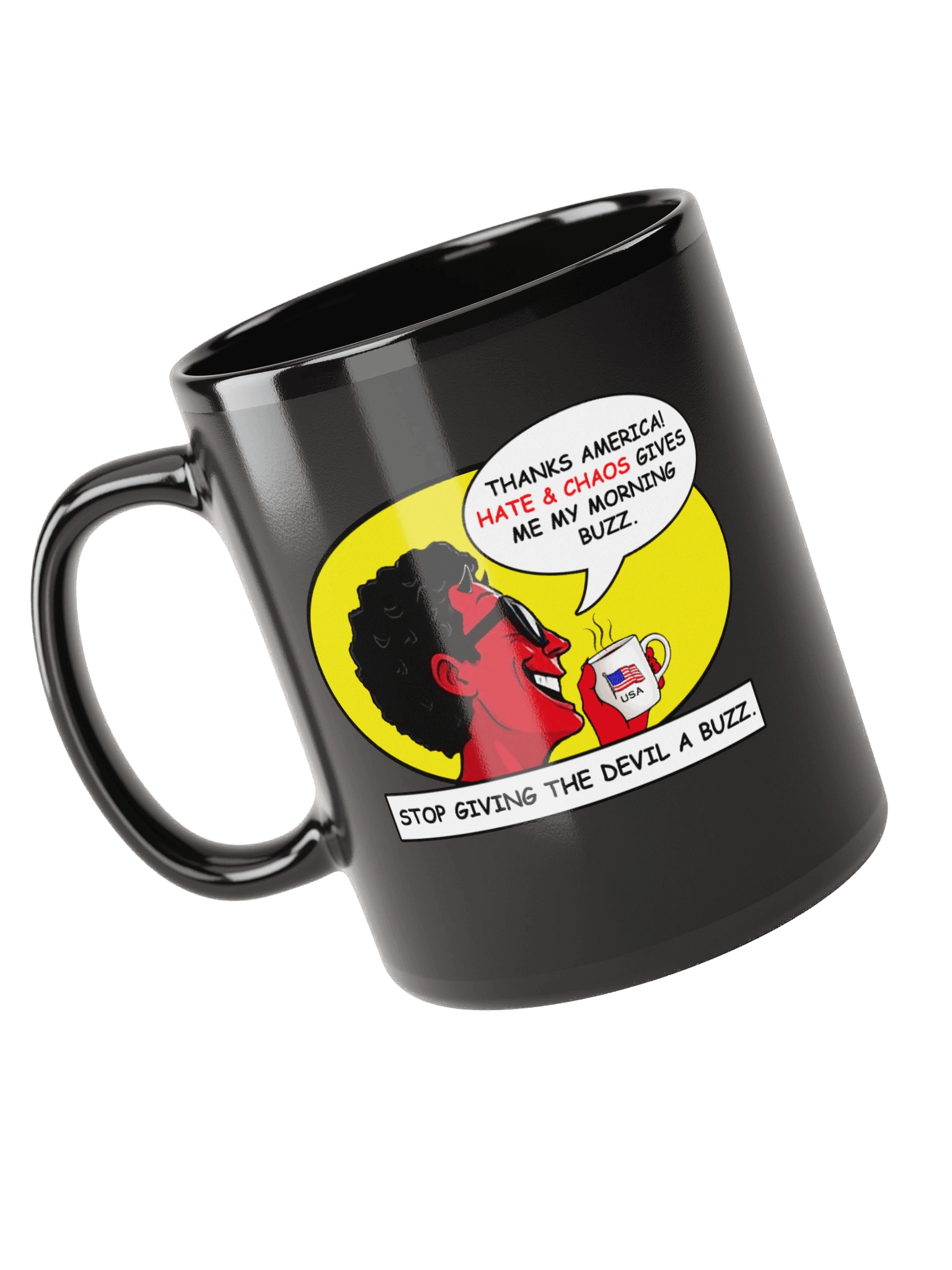 America Stop Giving The Devil A Buzz - Black Mug product image (1)