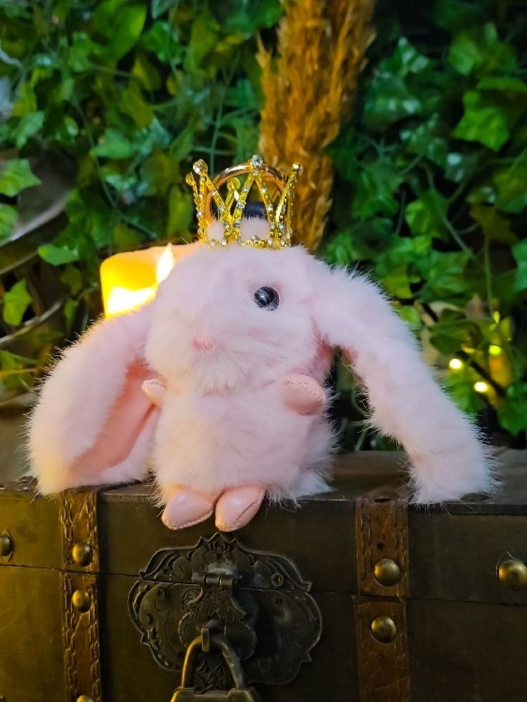 The Armored Kingdom Crowned Baby Pink Snugglehop Bunny Keychain product image (1)