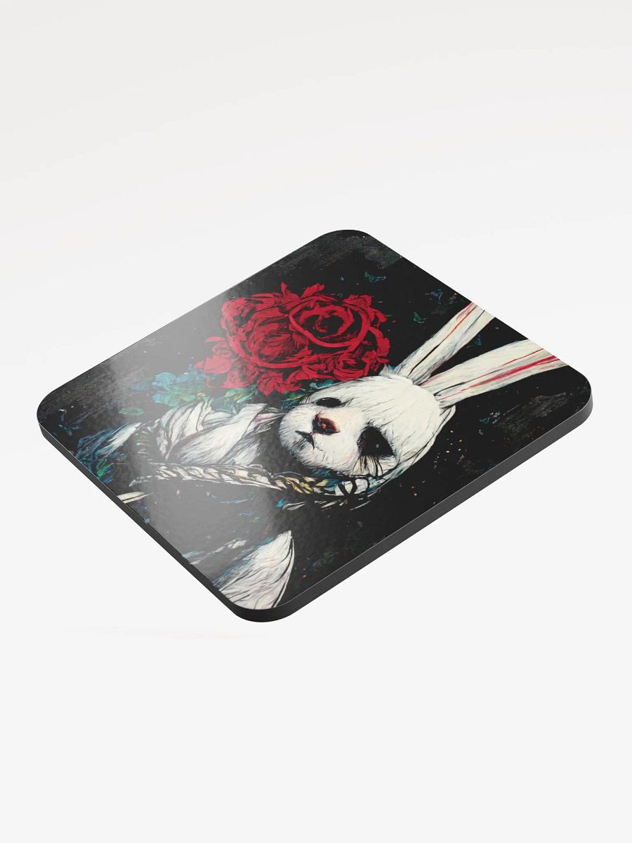 Whimsical Rabbit & Rose Glossed Coaster product image (3)