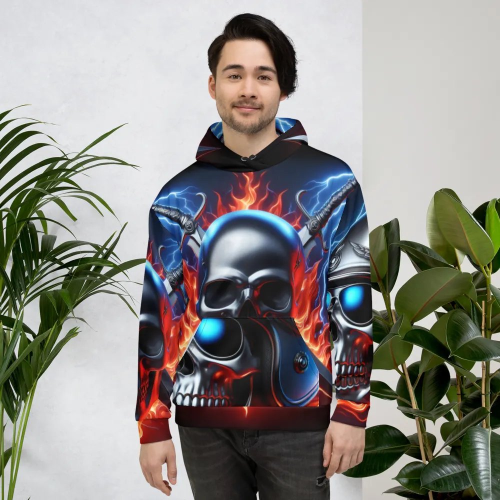 Silver Digital Skull Art - Unisex Skull Hoodie #30 product image (4)