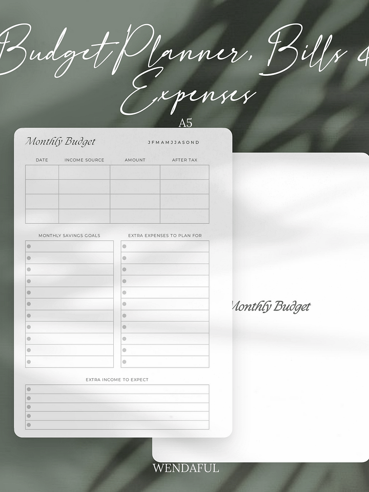 A5 Monthly Budget and Expense Tracker Inserts | Financial Planning | Printable product image (1)
