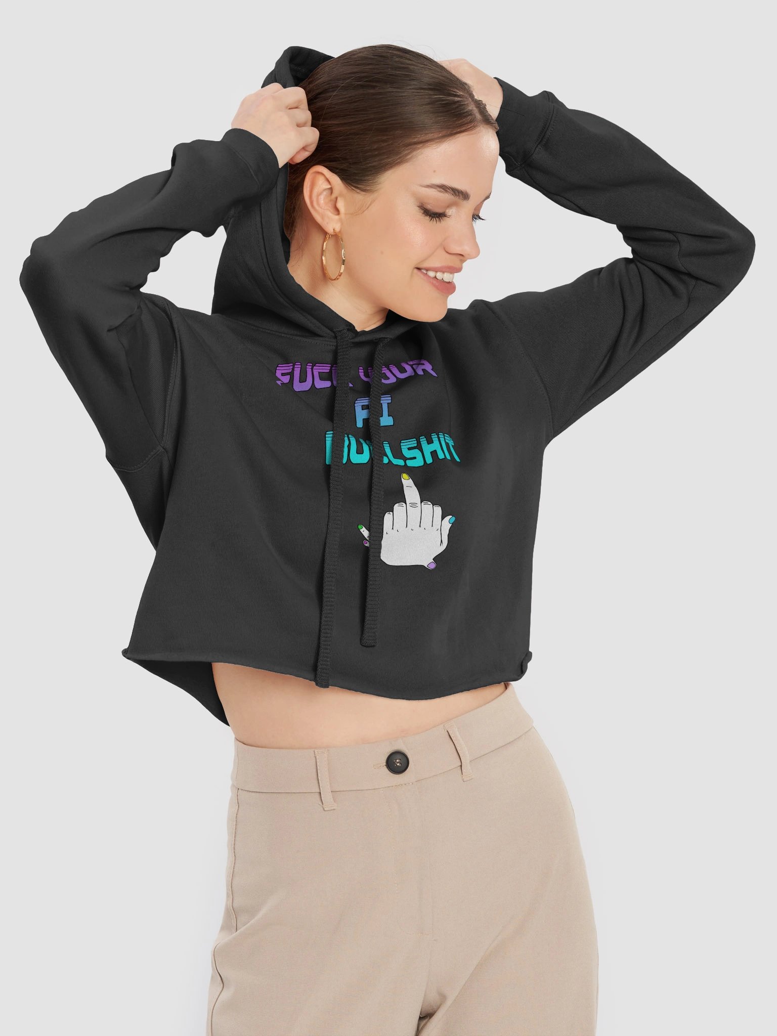 AI Bullshit Crop Hoodie product image (5)