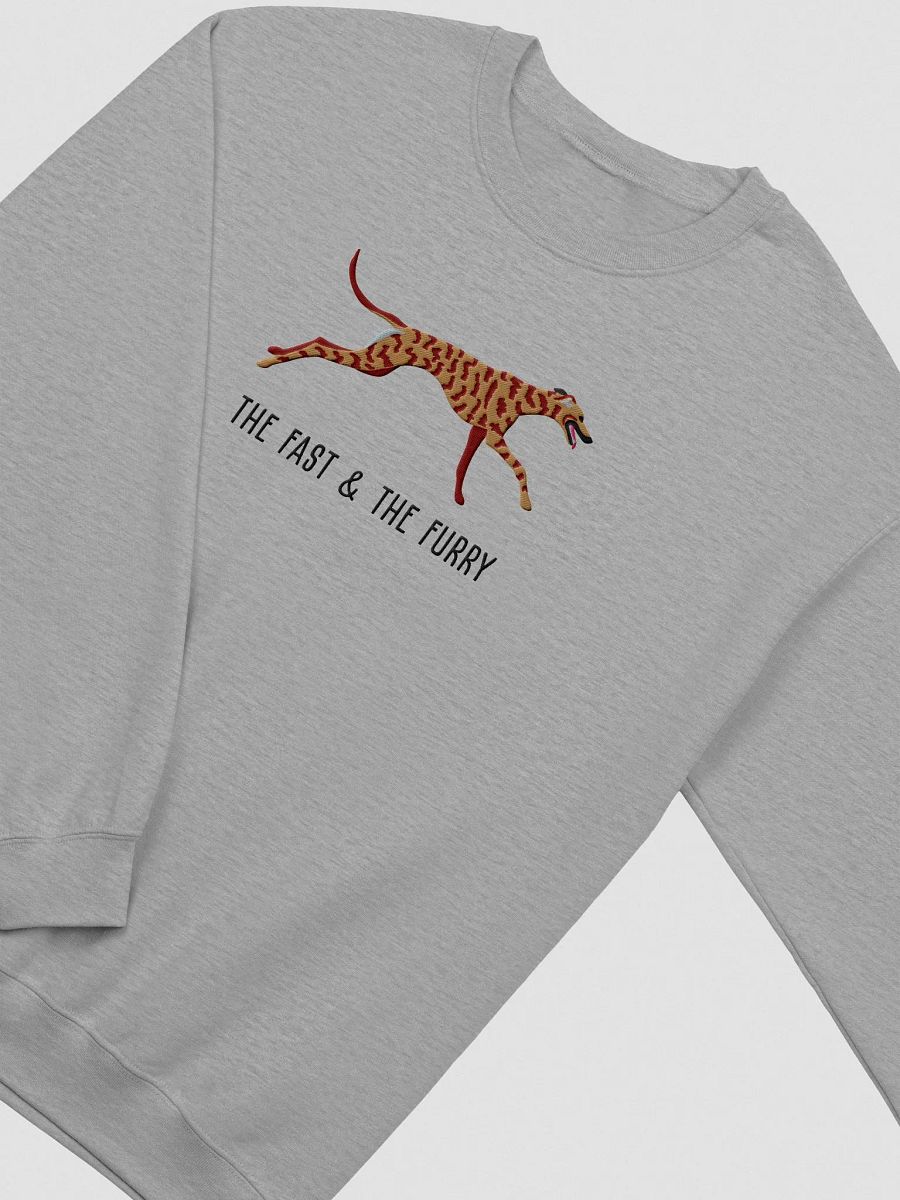 The Fast & The Furry Sweatshirt (Embroidered) of a Greyhound(Brindle) product image (6)