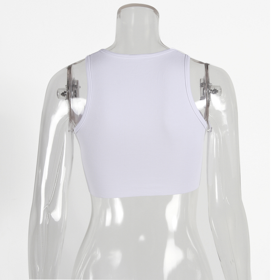 Women'S New Letter Printed Vest Short Simple Temperament Short All-Match Blouse product image (4)