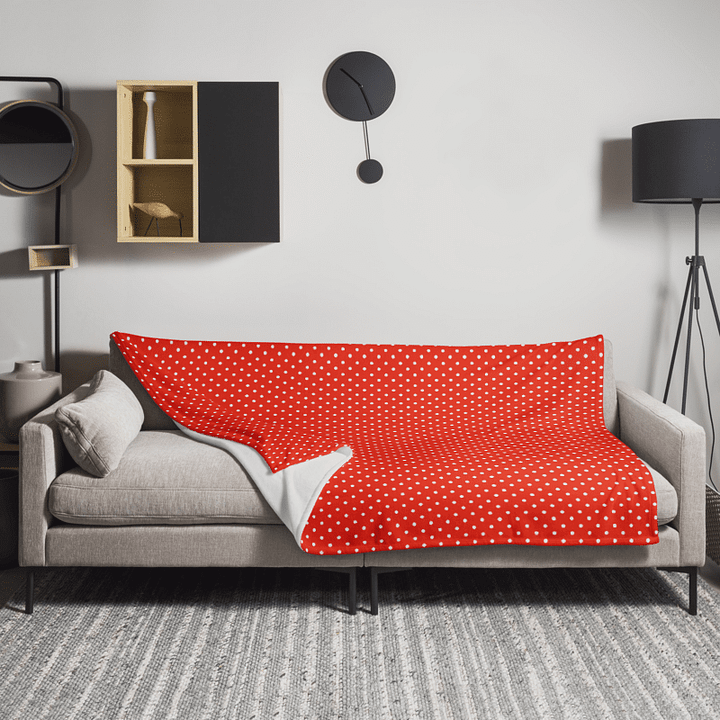 White Polka Dots on Red Throw Blanket product image (1)