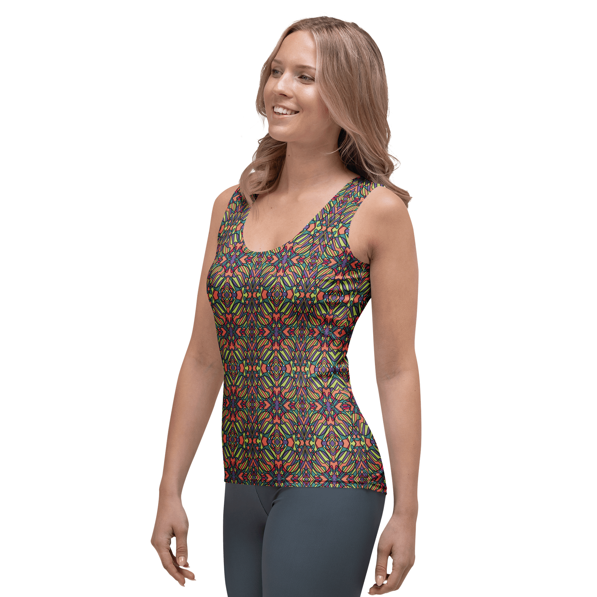 Vintage Circus Pop Art – All-Over Print Women’s Tank Top for Yoga and Workout product image (3)
