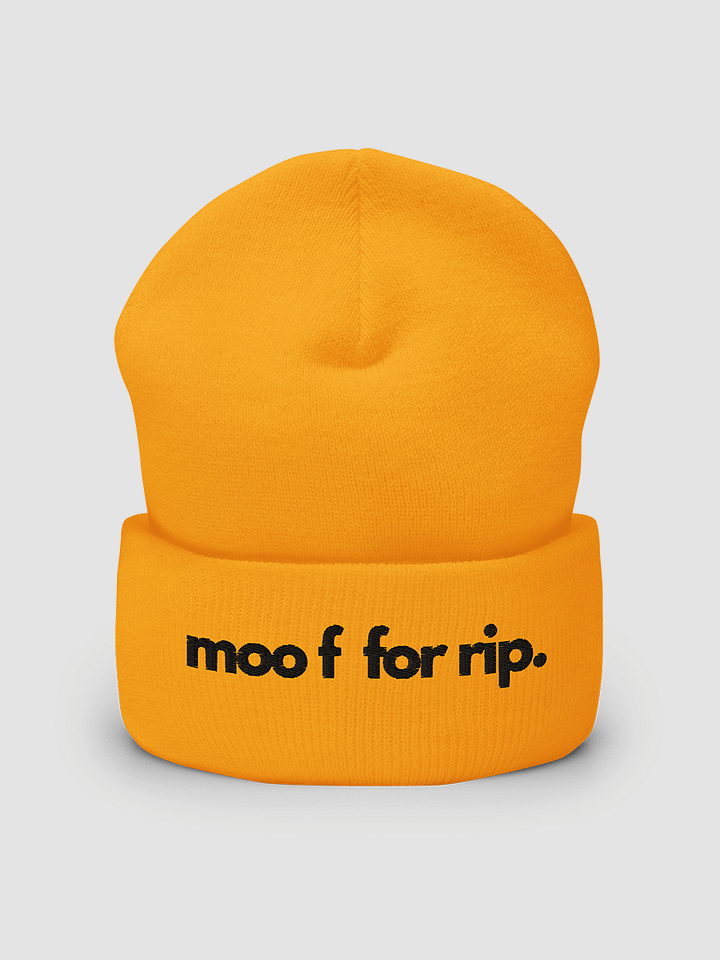 moo f for rip Cuffed Beanie, Black stitching product image (2)