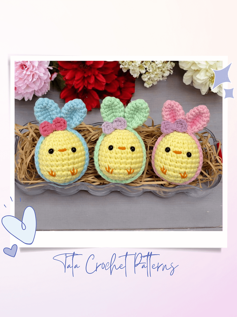 PDF Pattern - Crochet A Chick In Easter Egg & Bunny Ears