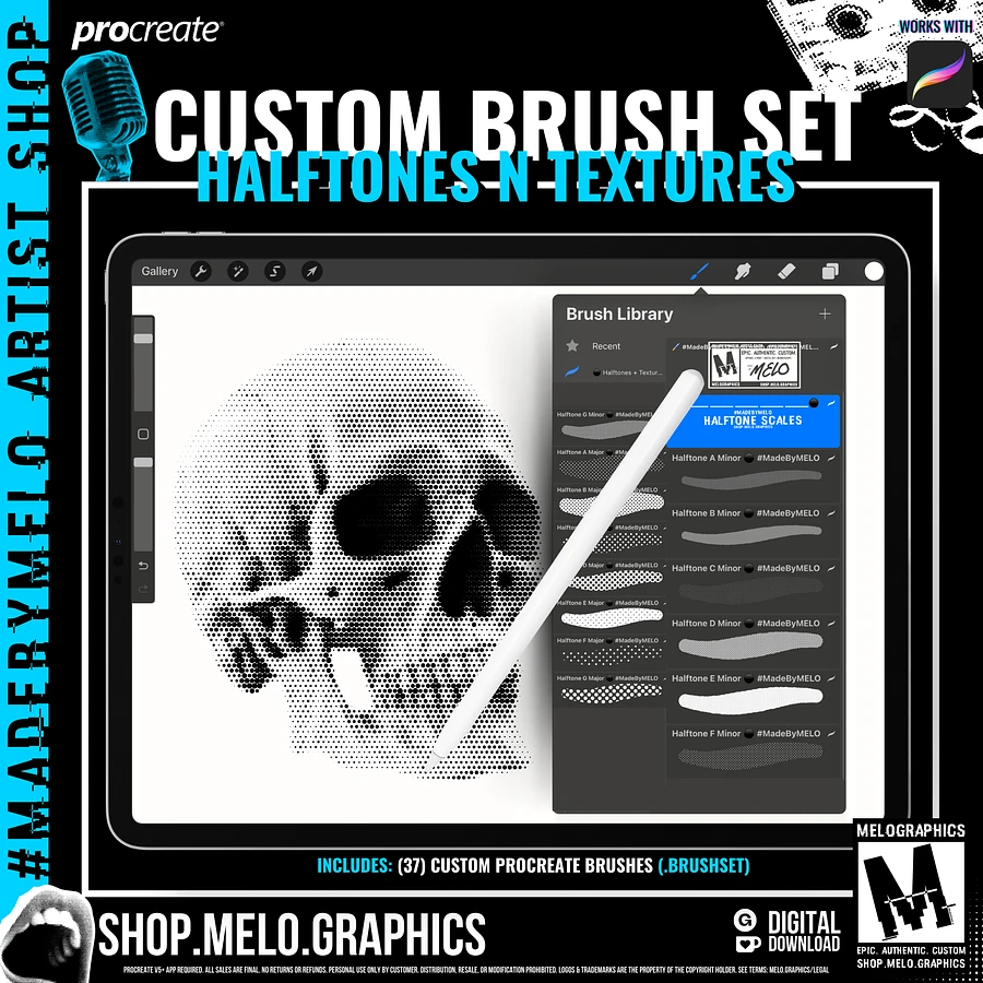 ⚫️ Halftones + Textures Procreate Brush Set | #MadeByMELO product image (5)