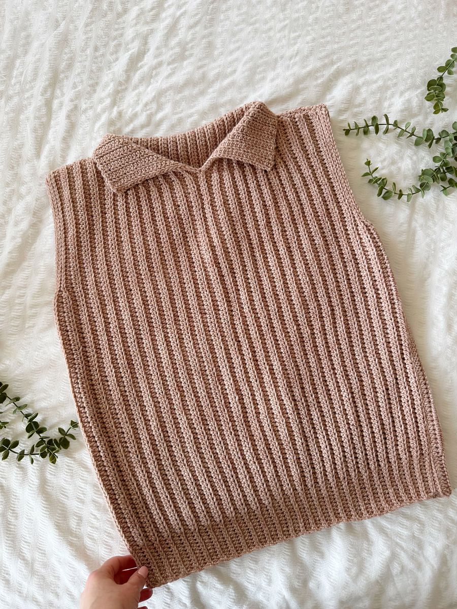 Beginner Pullover or Vest Pattern / Easy Crochet Sweater Pdf Pattern / Adult Sizes XS to 5XL ribbed crochet top pattern product image (7)