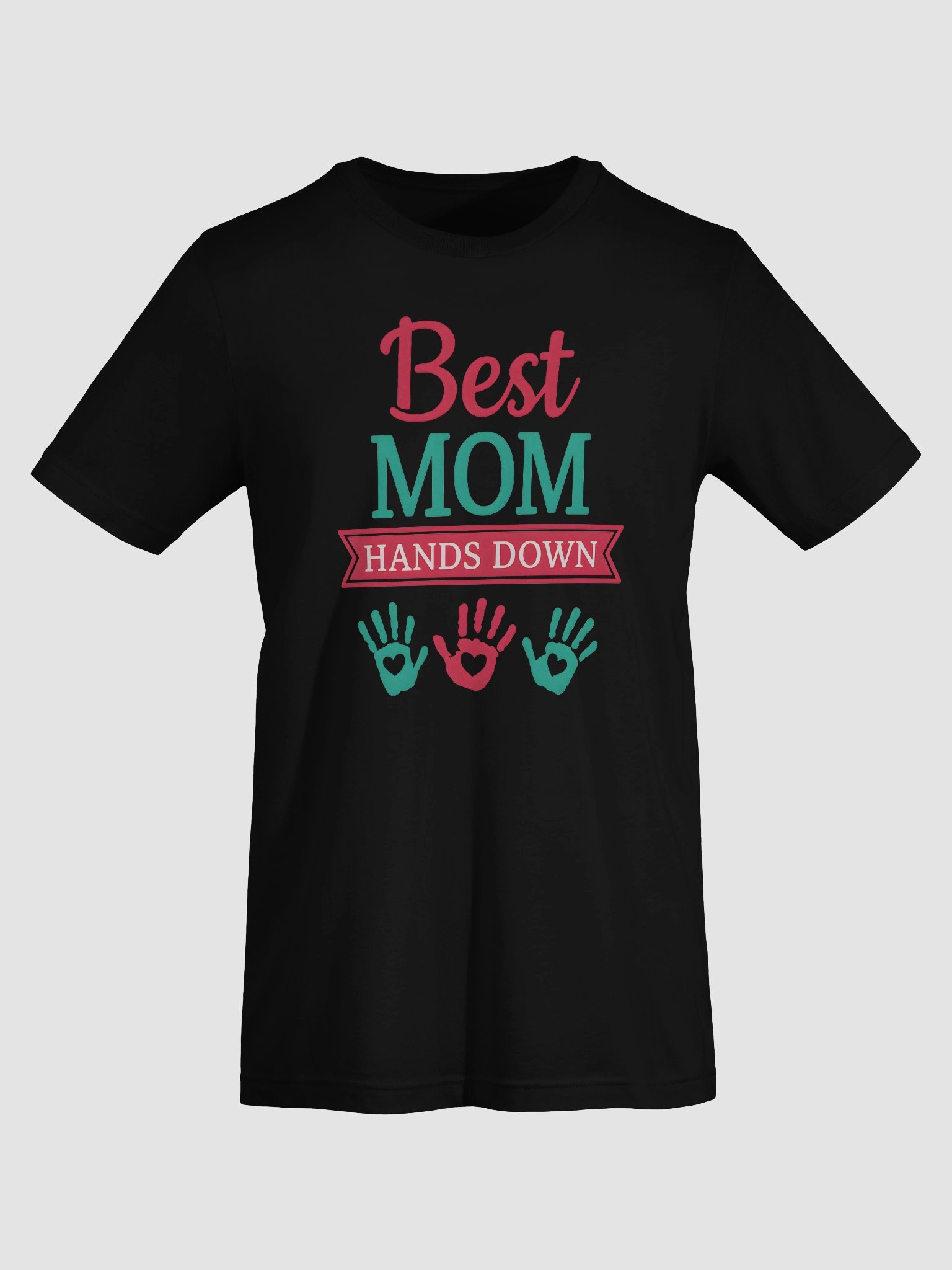 Best Mom Hands Down T-Shirt – Colorful Handprint Mother’s Day Gift Tee product image (7)