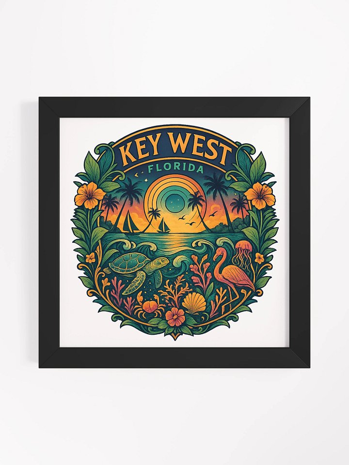 Key West Framed Poster with Tropical Ocean Scene product image (1)