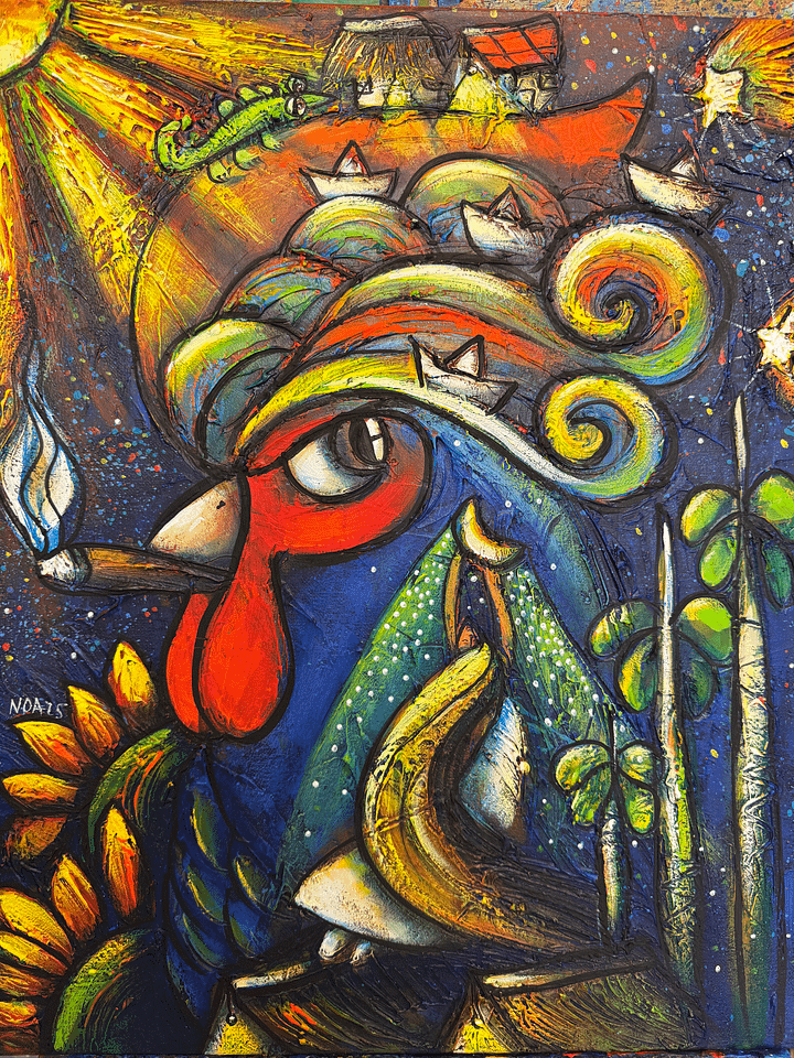 solo por encargo pintura surrealista de gallo 16x20in product image (1)