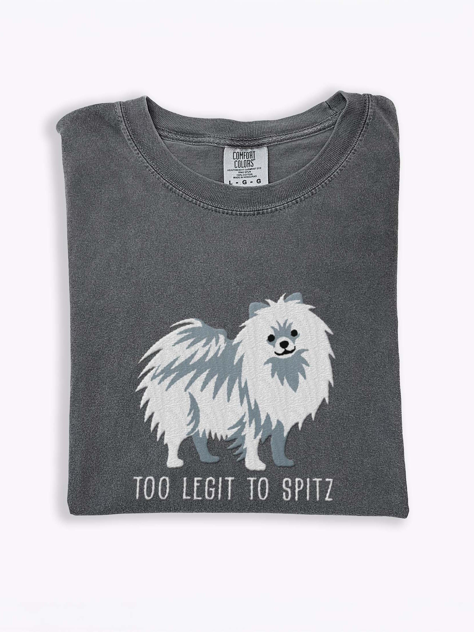 Too Legit to Spitz T-Shirt(Embroidered) of a Pomeranian(White) product image (1)
